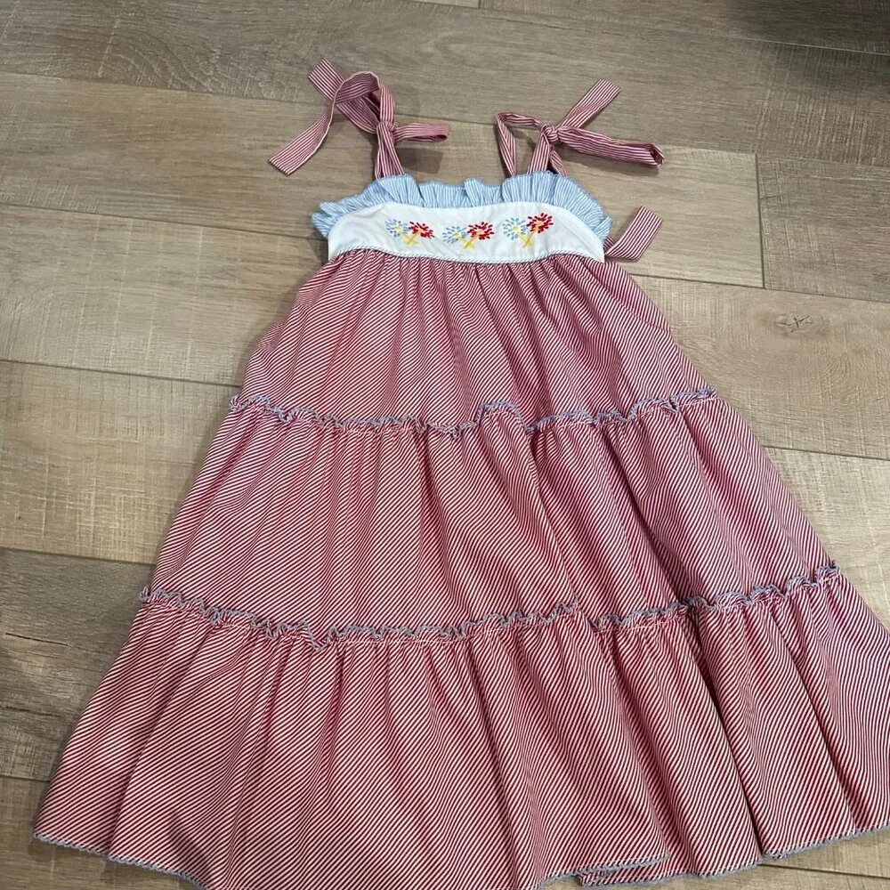 SHRIMP & GRITS KIDS GIRLS SIZE 6 DANDY LION DRESS RED WHITE